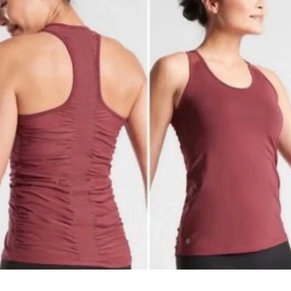 Athleta Bakasan Tank Top Size Medium Burgundy Maroon Mesh Back - Picture 3 of 8